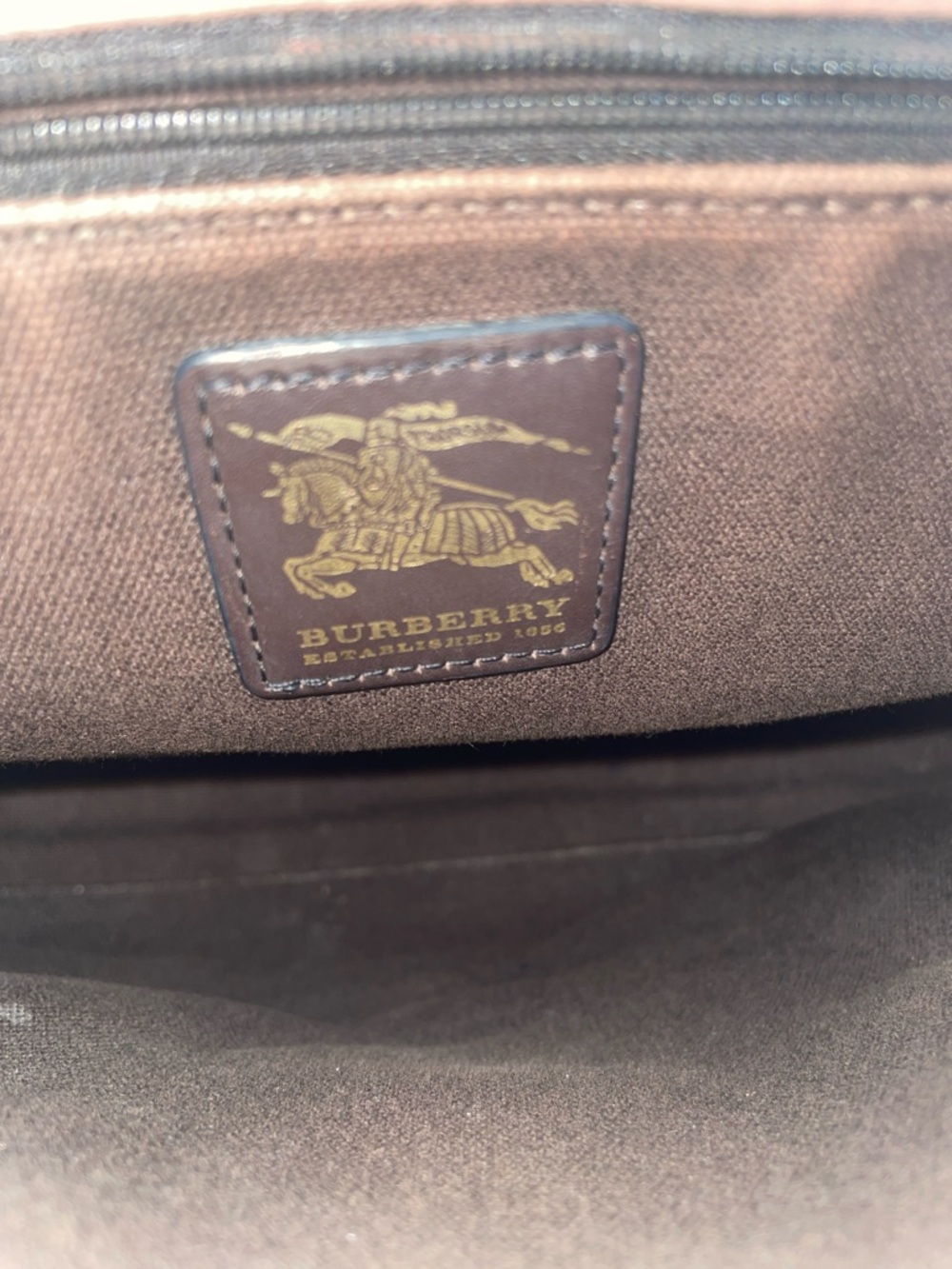 Burberry Beige Black Red Classic Check Tote - Picture 7 of 8